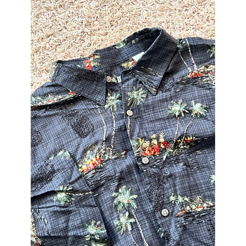 Batik Bay Men's Tropical Hawaiian Shirt Aloha Print Palm Trees Canoes Size XXL
